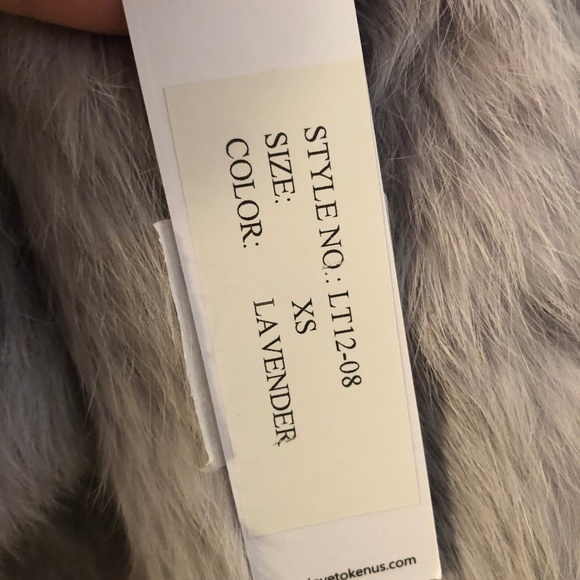 LOVE TOKEN Long Drape Front Genuine Rabbit Fur Vest XS Lavender Light Purple NWT - Picture 7 of 8